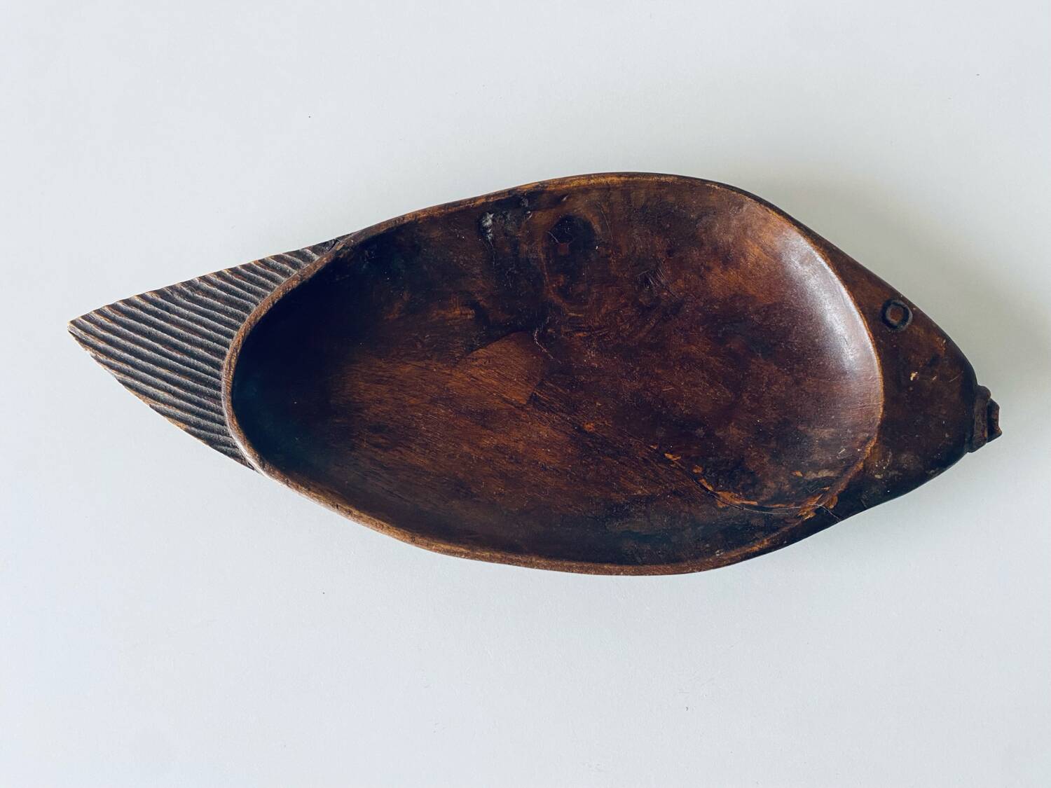 Fish-shaped wooden dish