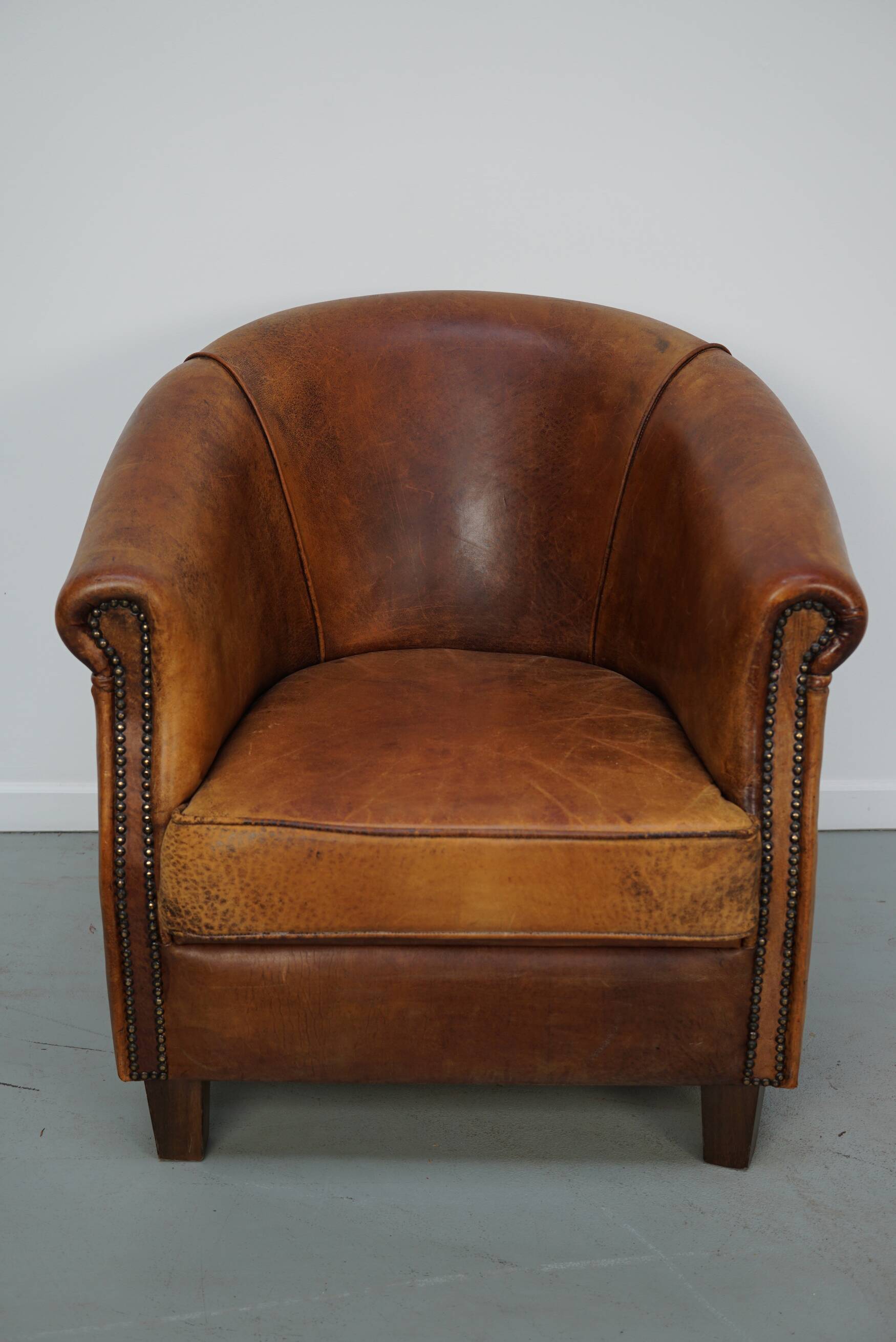 Vintage Dutch Club Chair in Cognac Leather