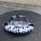 Midnight blue and white glazed ceramic flower pick, 1960/1970, vintage