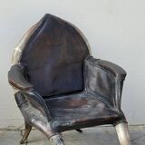 Fauteuil en corne et cuir ancien - 1950s