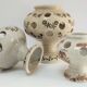 Three Saint-Uze ceramic tealight candle holders, early 20th century