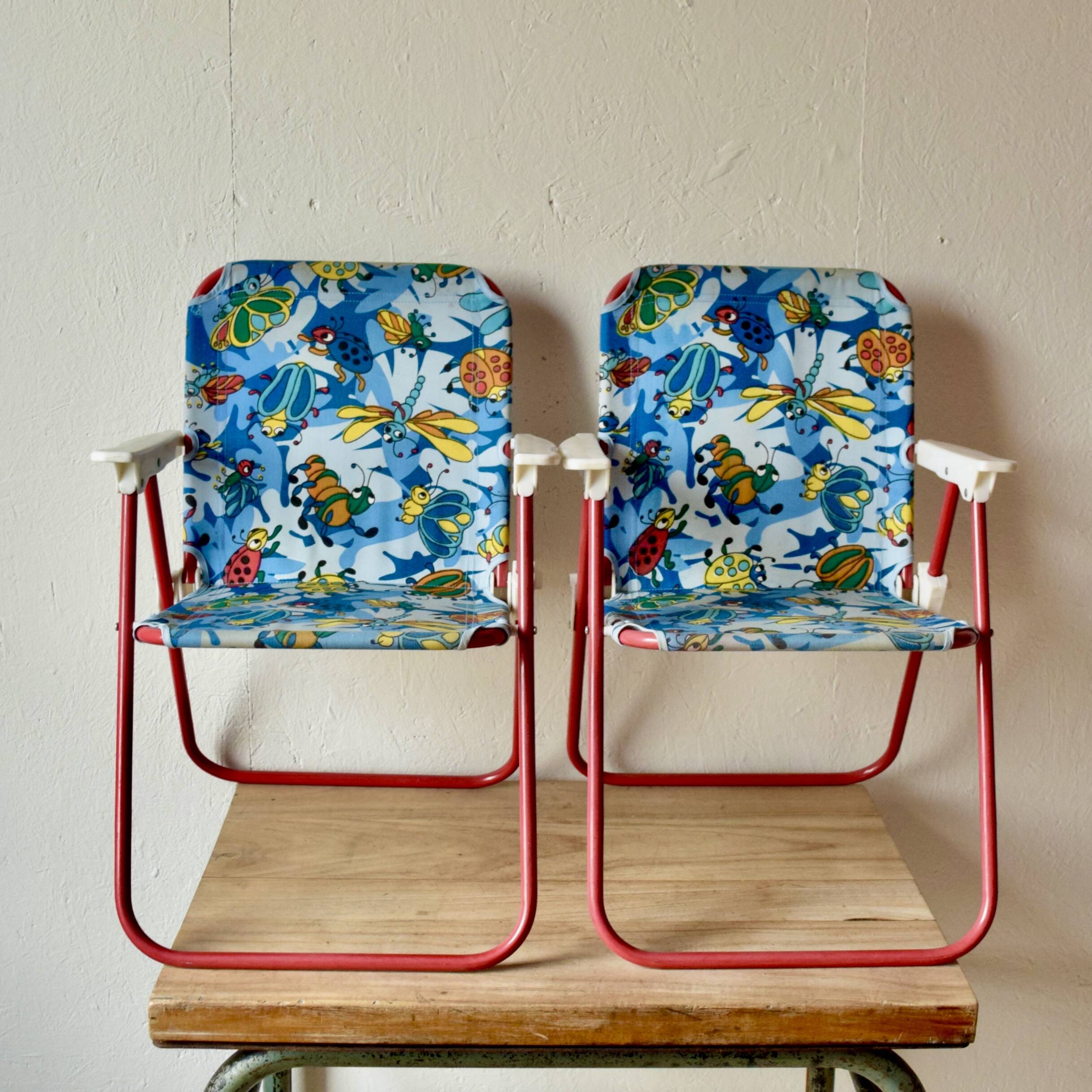 2 vintage camping chairs for children