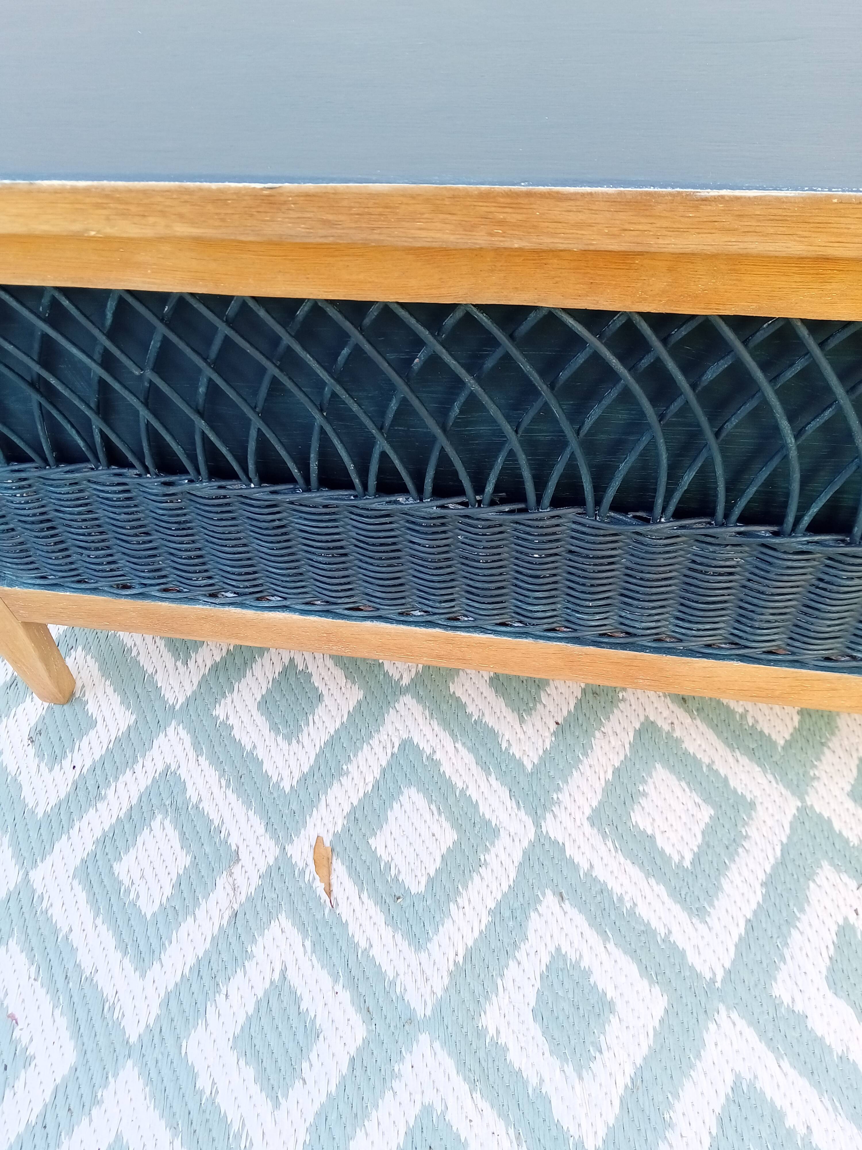 Wood and rattan chest