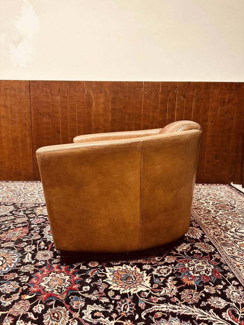 Fauteuil club vintage en cuir de mouton