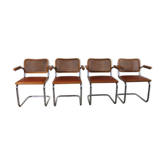 Lot 4 fauteuils Cesca B64 par Marcel Breuer