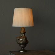 Antique Table Lamp in Patinated Brass and Silver, 19th Century
