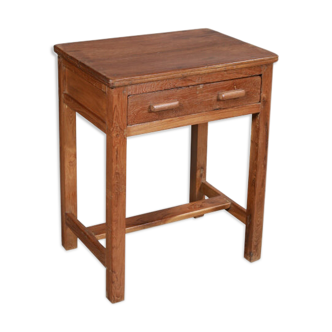Console bureau table haute marron 1 tiroir vieux teck inde