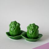 Pepper & salt set in slip, "fennel" model, 1970