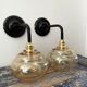 Pair of vintage sconces in electrified golden glass to nine