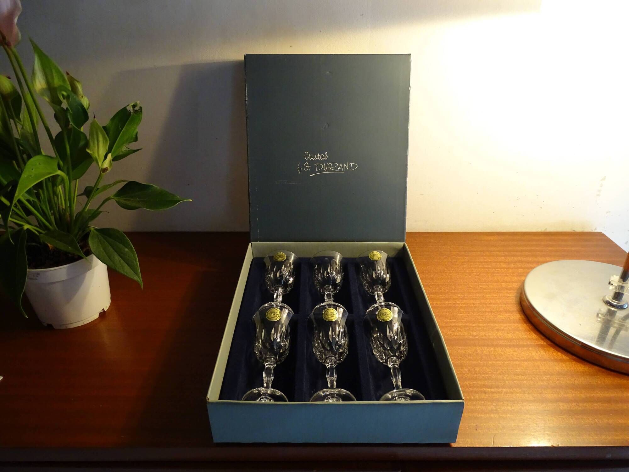 6 glasses white wine Cristal d'Arques JG Durand Villiers 7 cl size Beaulieu