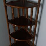 Corner shelf, corner unit, in wicker and wood
