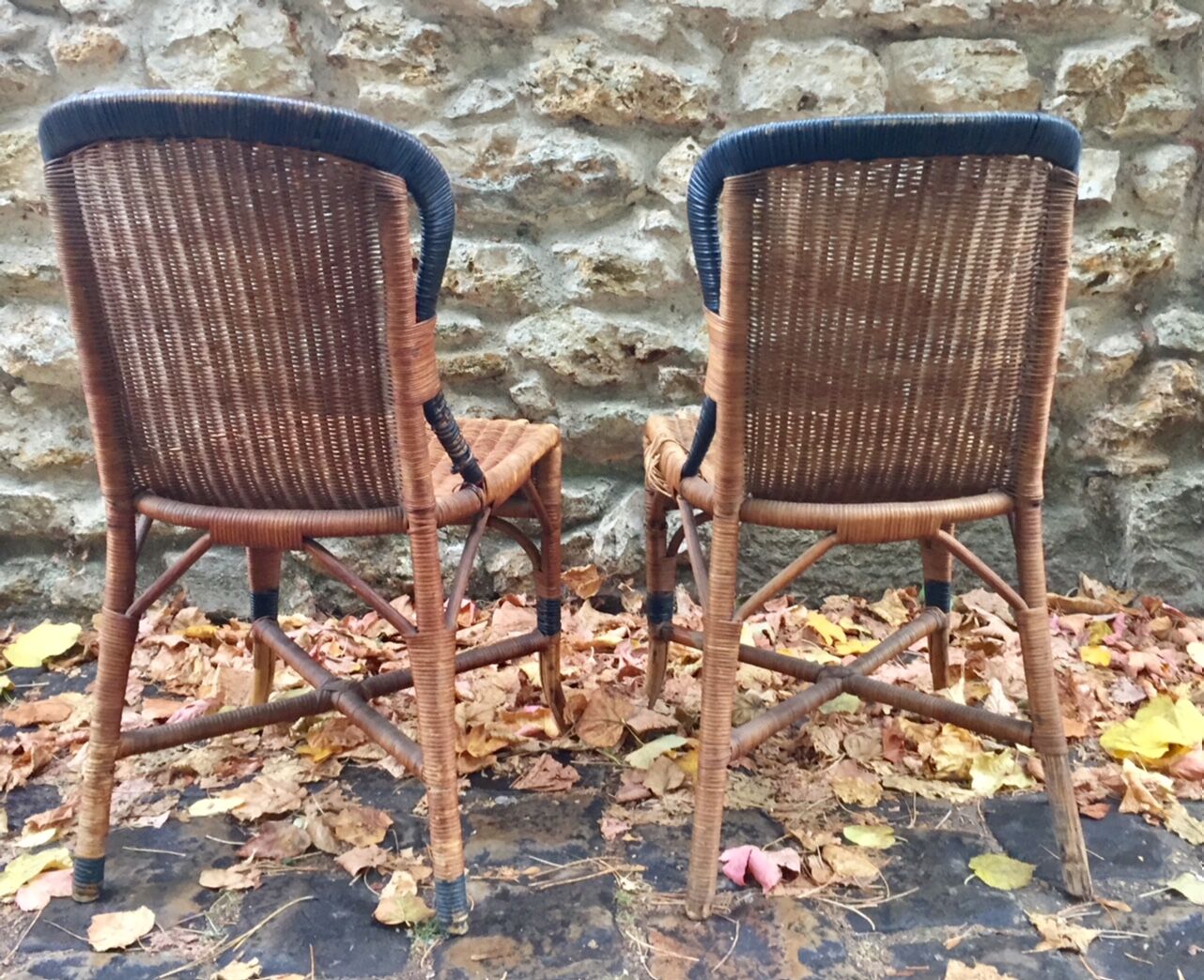 Paire de chaises en osier début XX eme siècle