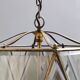 Vintage handmande octagonal glass and brass pendant lantern, Italy