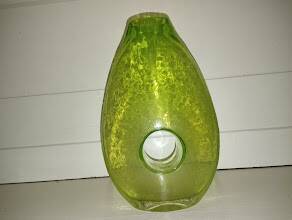 Chartreuse green blown glass vase – vintage handcrafted piece