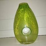 Chartreuse green blown glass vase – vintage handcrafted piece