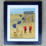 Contemporary painting panel signed c. perret swiss painter.