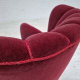 1960s, Danish armchair, original condition, cherry-red furniture velour.