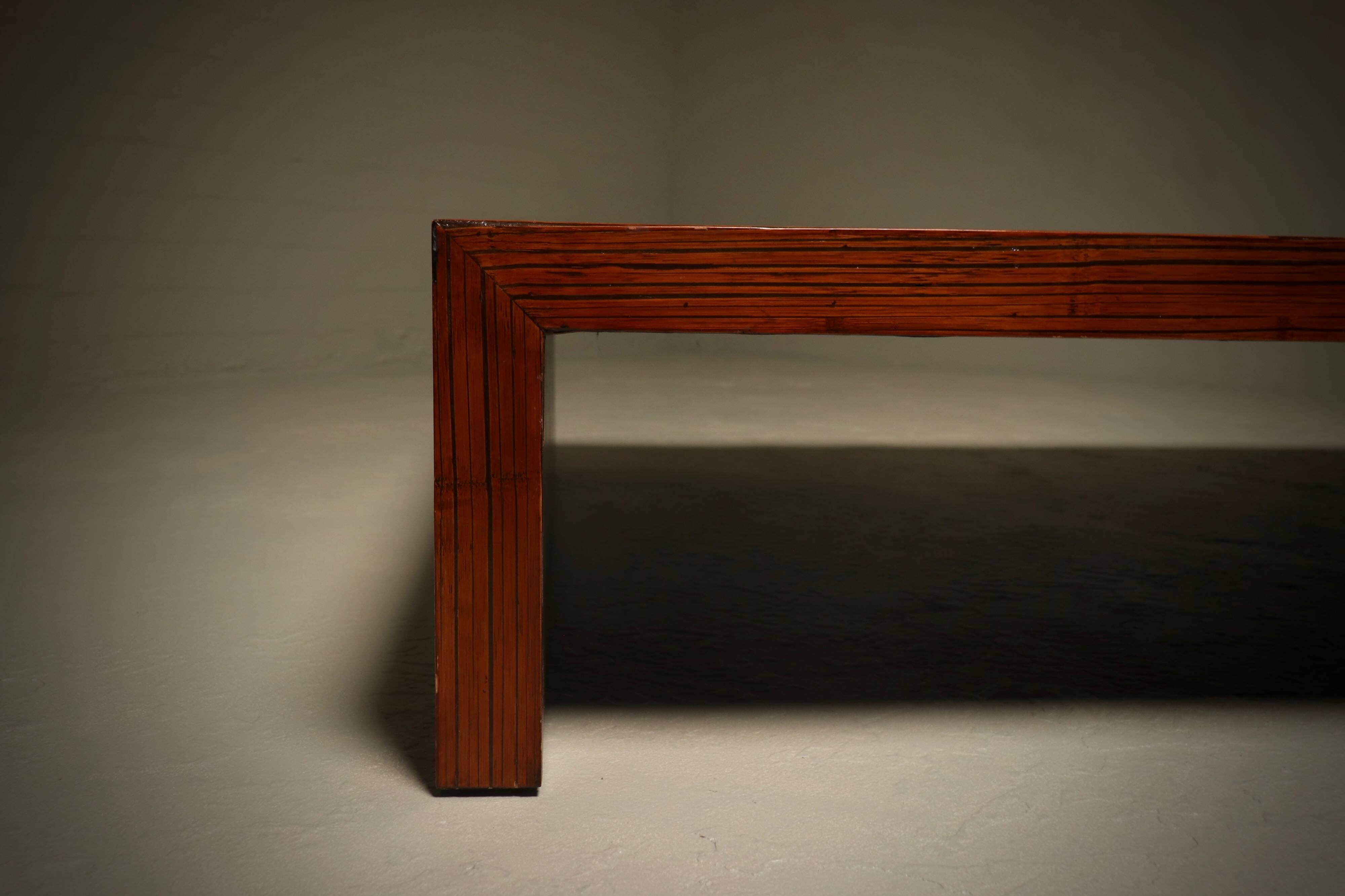 Large Bamboo Coffee Table in the Style of Axel Vervoordt 1980s