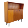 Vintage Scandinavian style modernist storage bookcase in teak and black metal of the year