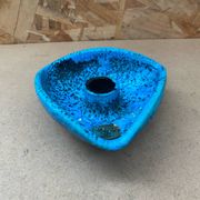 Antique cyclope candle holder ceramic fat lava turquoise blue vintage