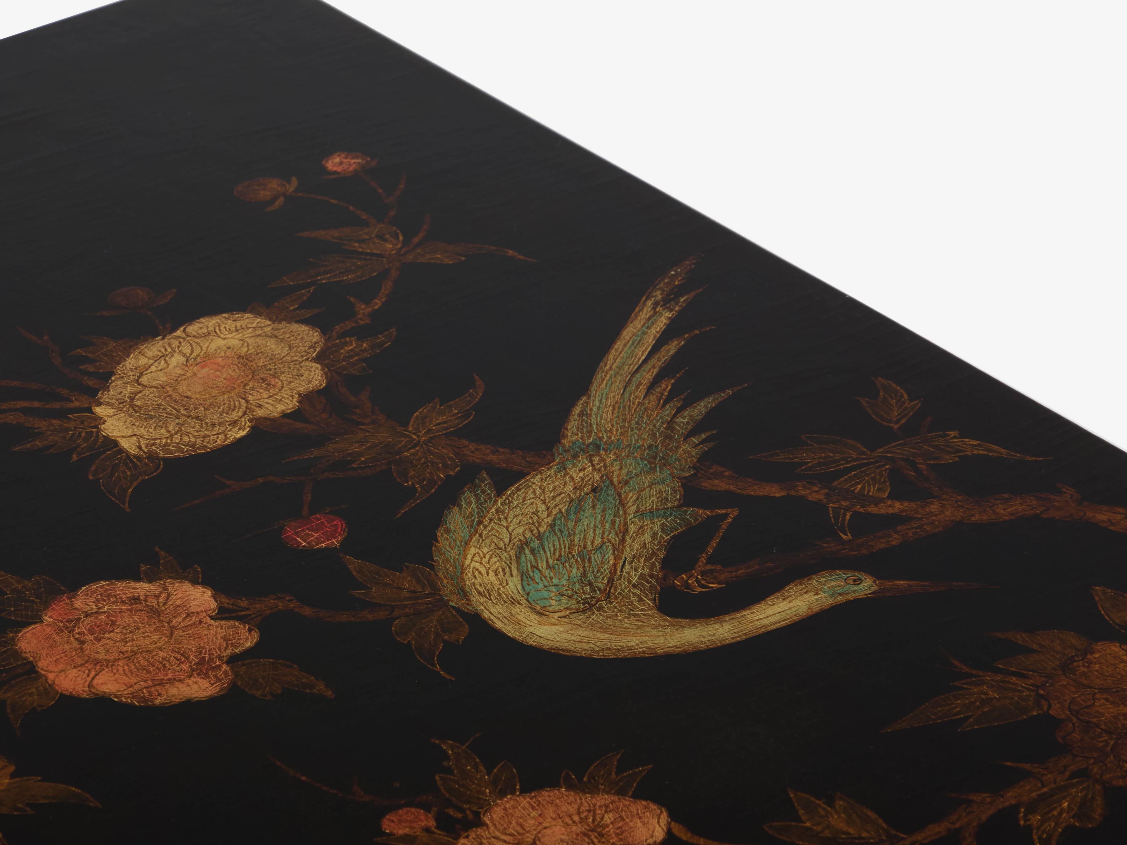 Maison Baguès bamboo brass Chinese lacquered small coffee table 1950s