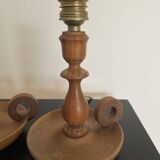 Pair of turned wooden lamp bases from the 60s