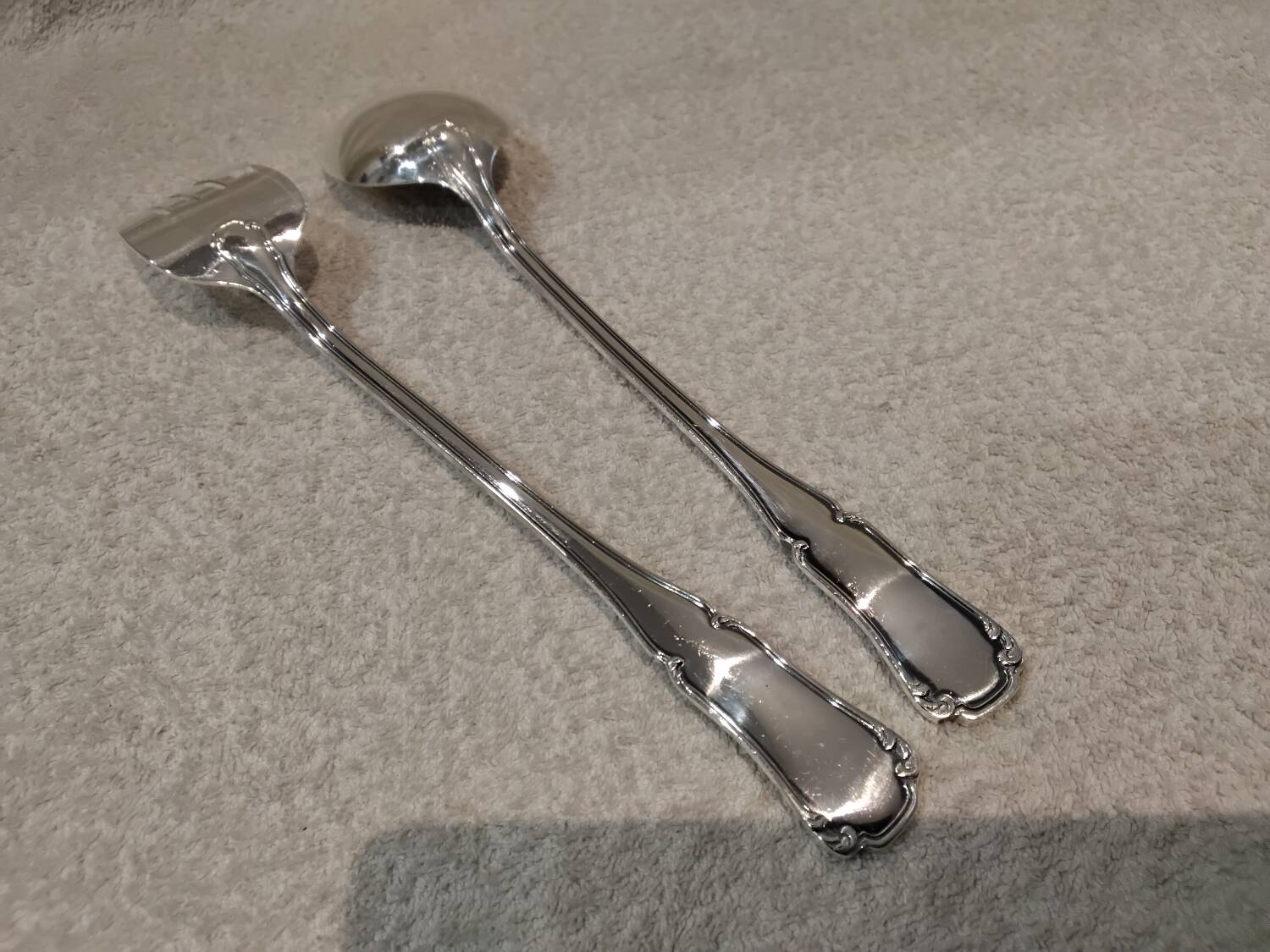 Silver-plated metal stew fork and spoon by silversmith Ercuis Valencay
