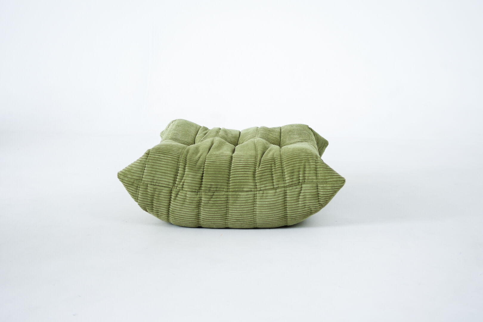 Togo Armchair and Pouf in Fresh green Corduroy