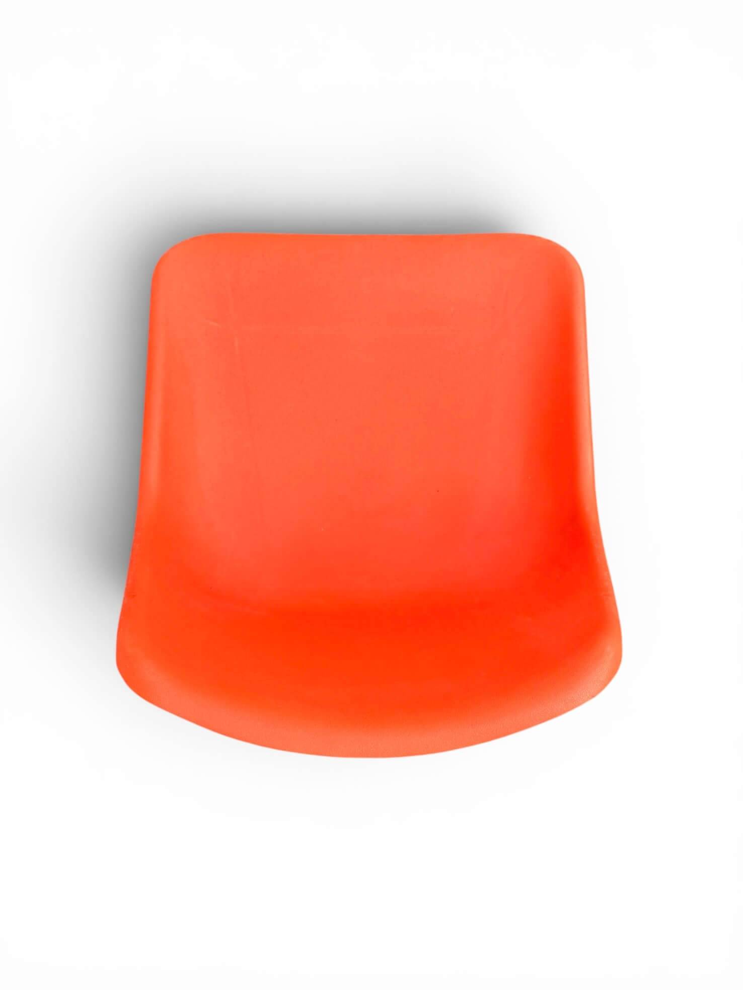 Set of 4 orange chairs designed by Robin Day for Hille.