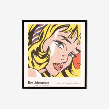 Affiche d’exposition Roy Lichtenstein - Fille au ruban de cheveux, Guggenheim, 71 x 76 cm