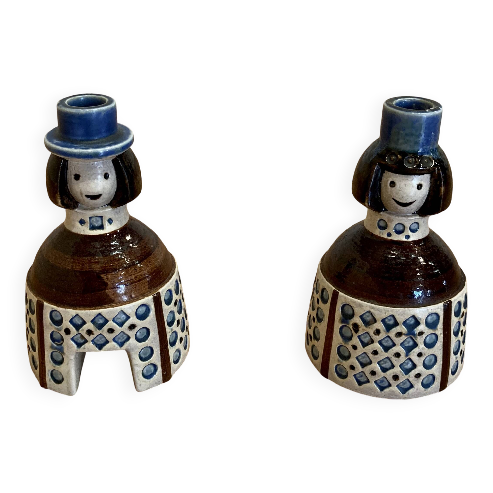 Pair of candlesticks signature "Scandinavian Design 1950".