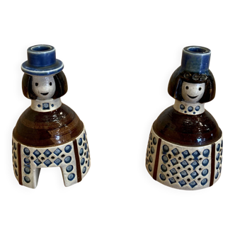 Pair of candlesticks signature "Scandinavian Design 1950".