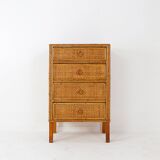 Vintage Bamboo And Rattan Chest Of Drawers - 1960s
