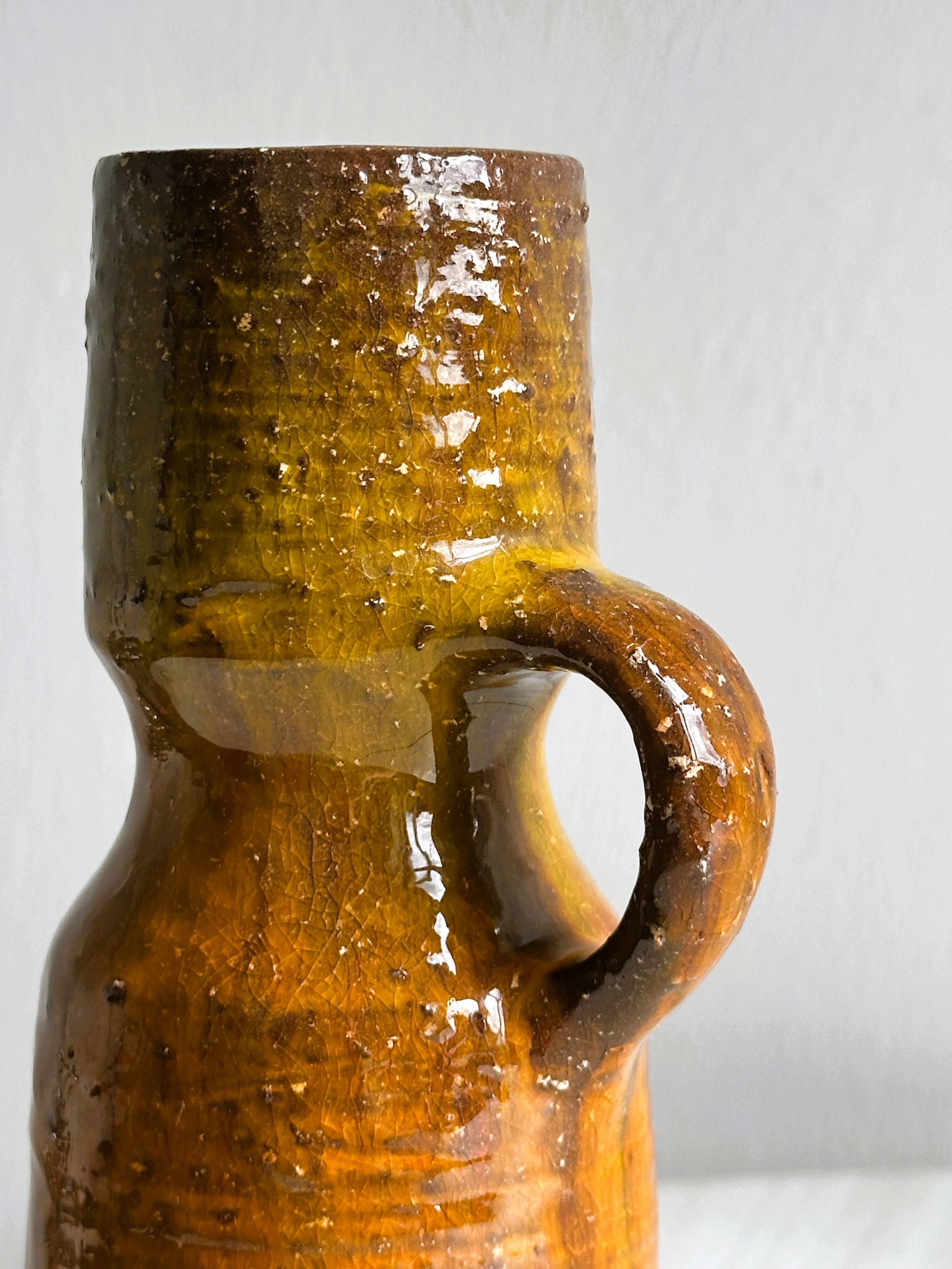 Rustic ceramic vase, vintage handmade pottery