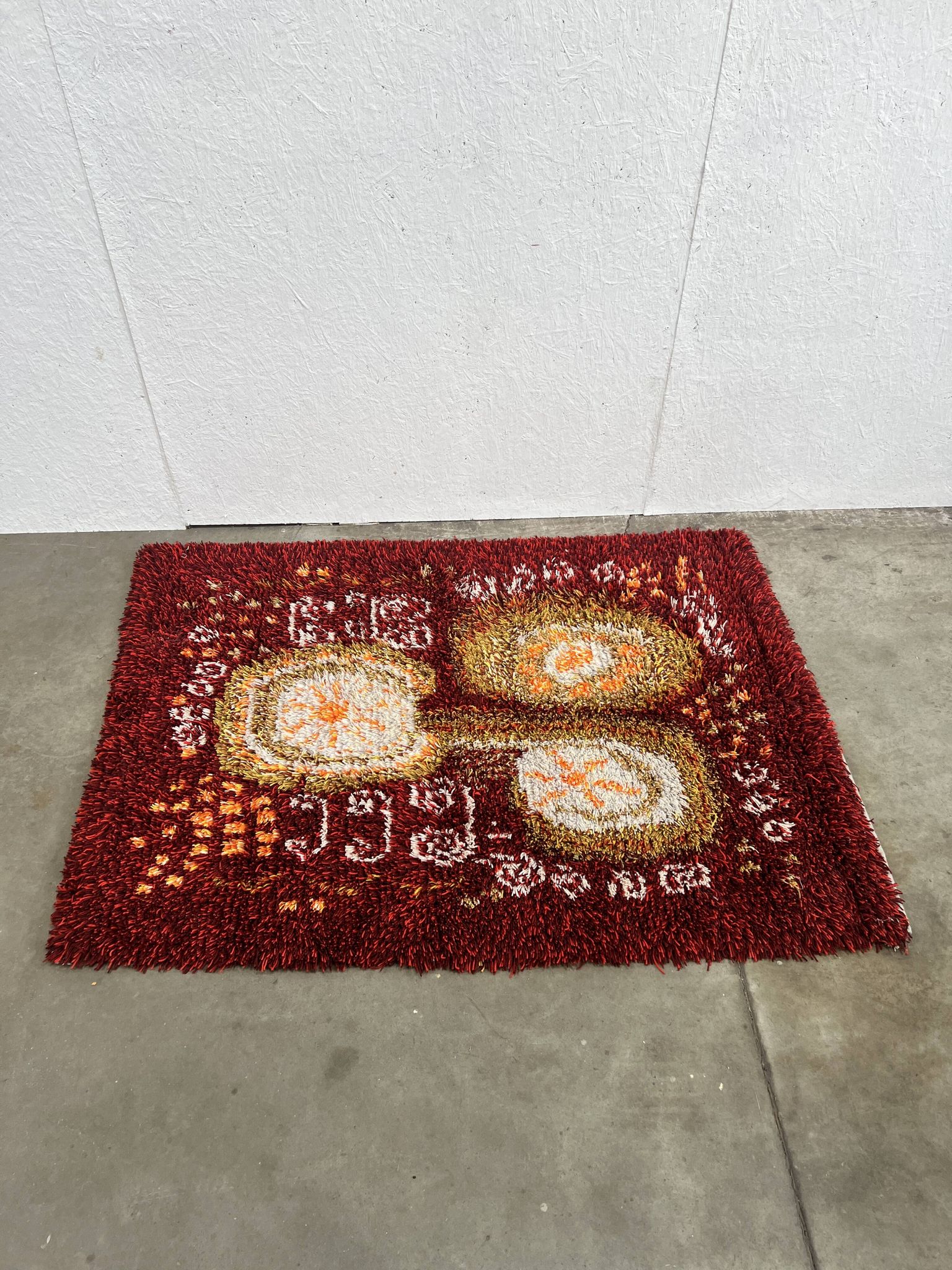 Scandinavian Vintage Wool Rug, Rya, Sweden 1960's
