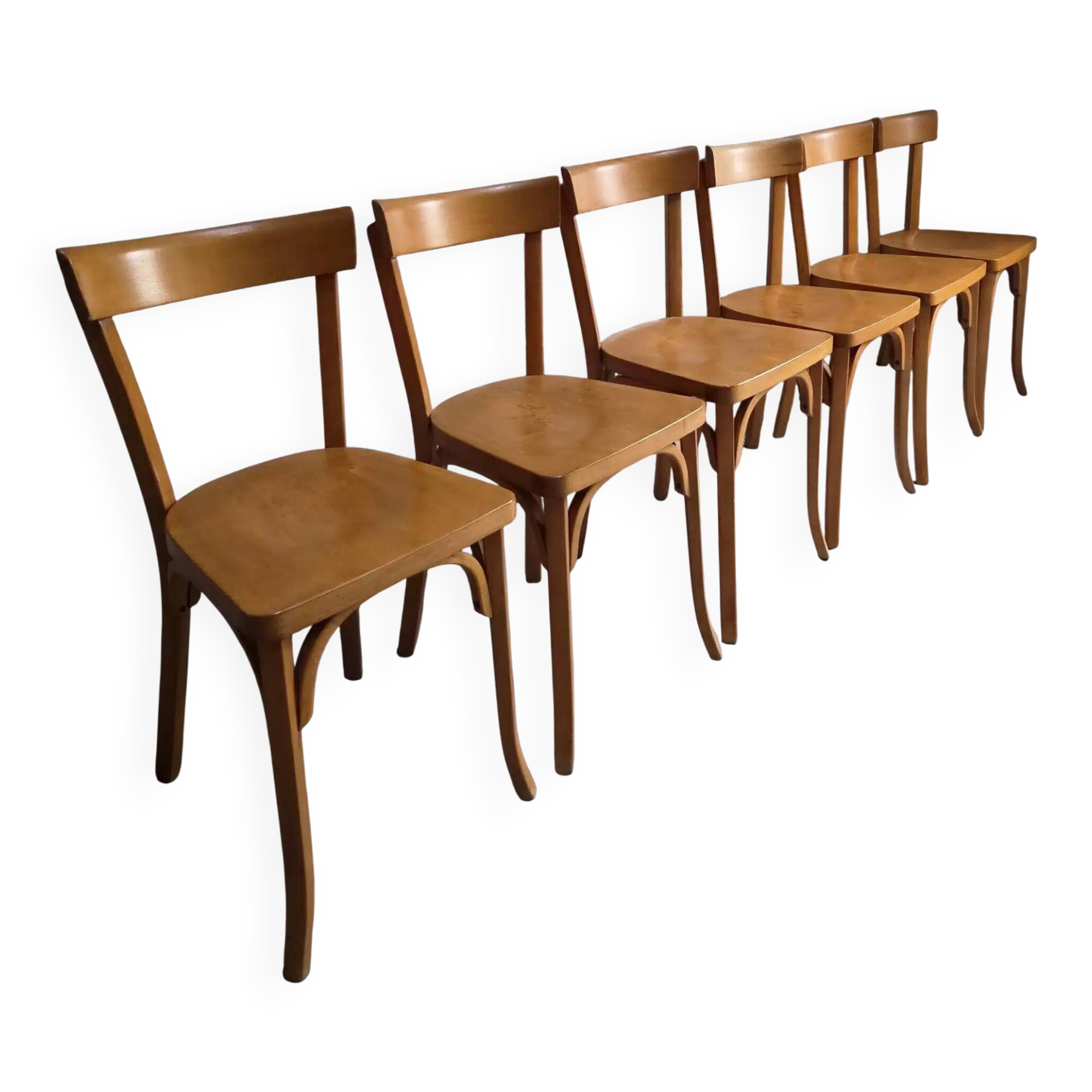 Set of six Baumann bistro chairs, France, 1950s
