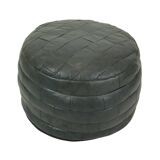 Vintage Round Pouf Patchwork Patchwork Faux Leather 49cm