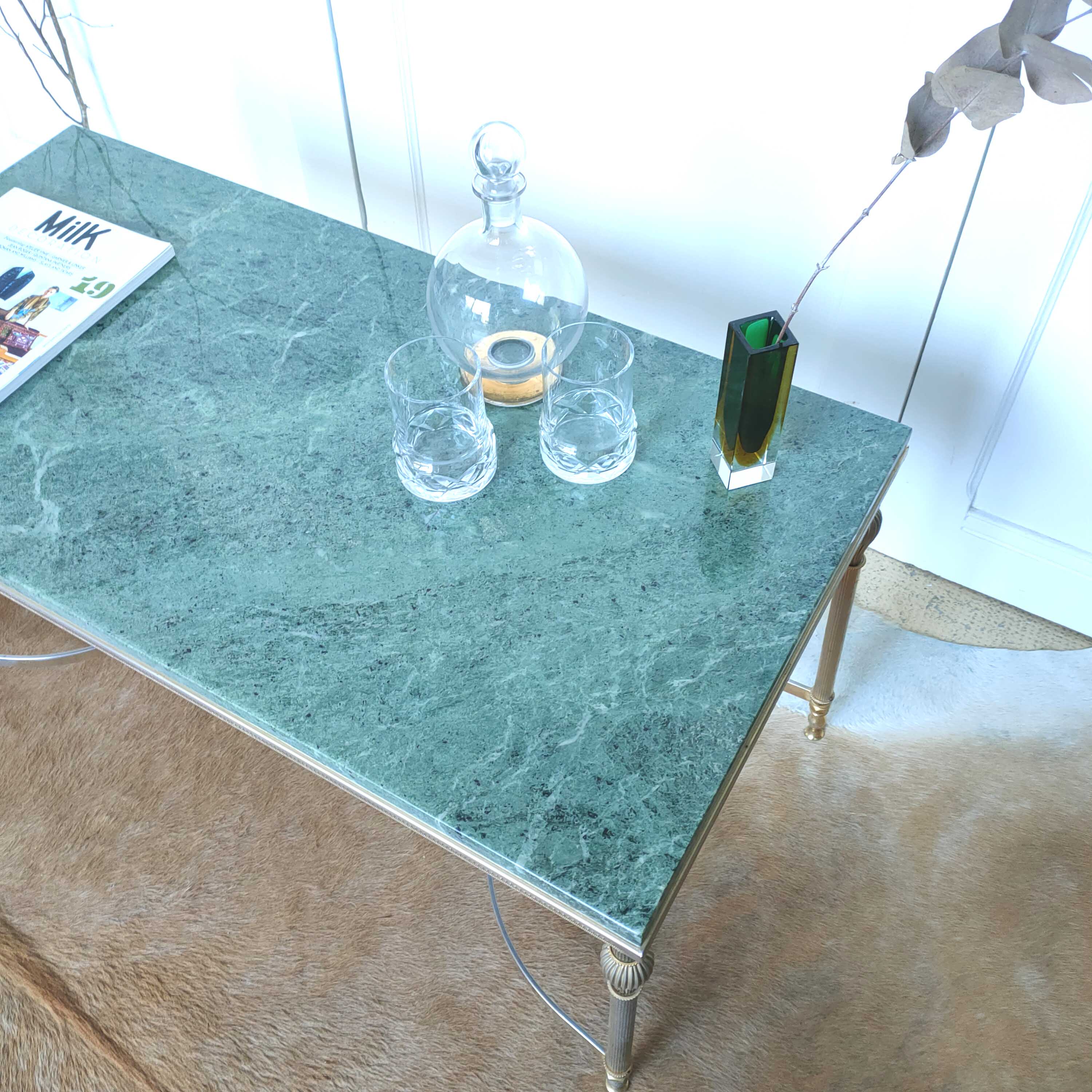 Gold and green marble coffee table