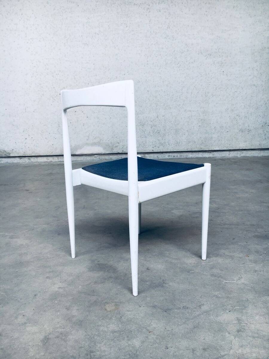 Belgian White Dining Chair, 1970s, Set of 9