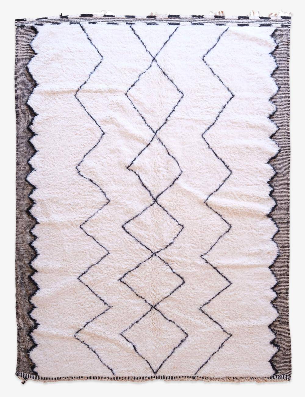 Beni Ouarain White Diamond Rug - 348 x 249 cm