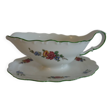 Porcelain sauce boat with fixed frame, old colmar decor