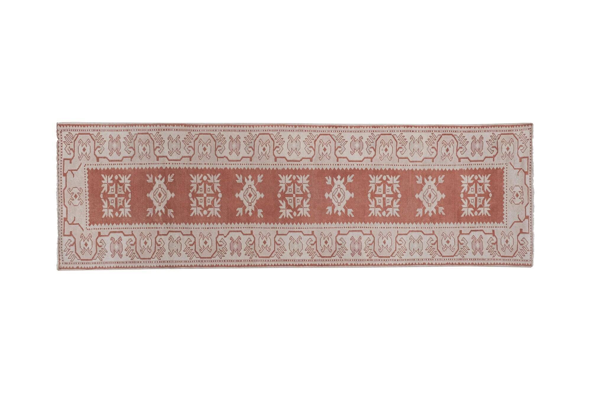 Vintage Turkish hallway rug 90x293 cm
