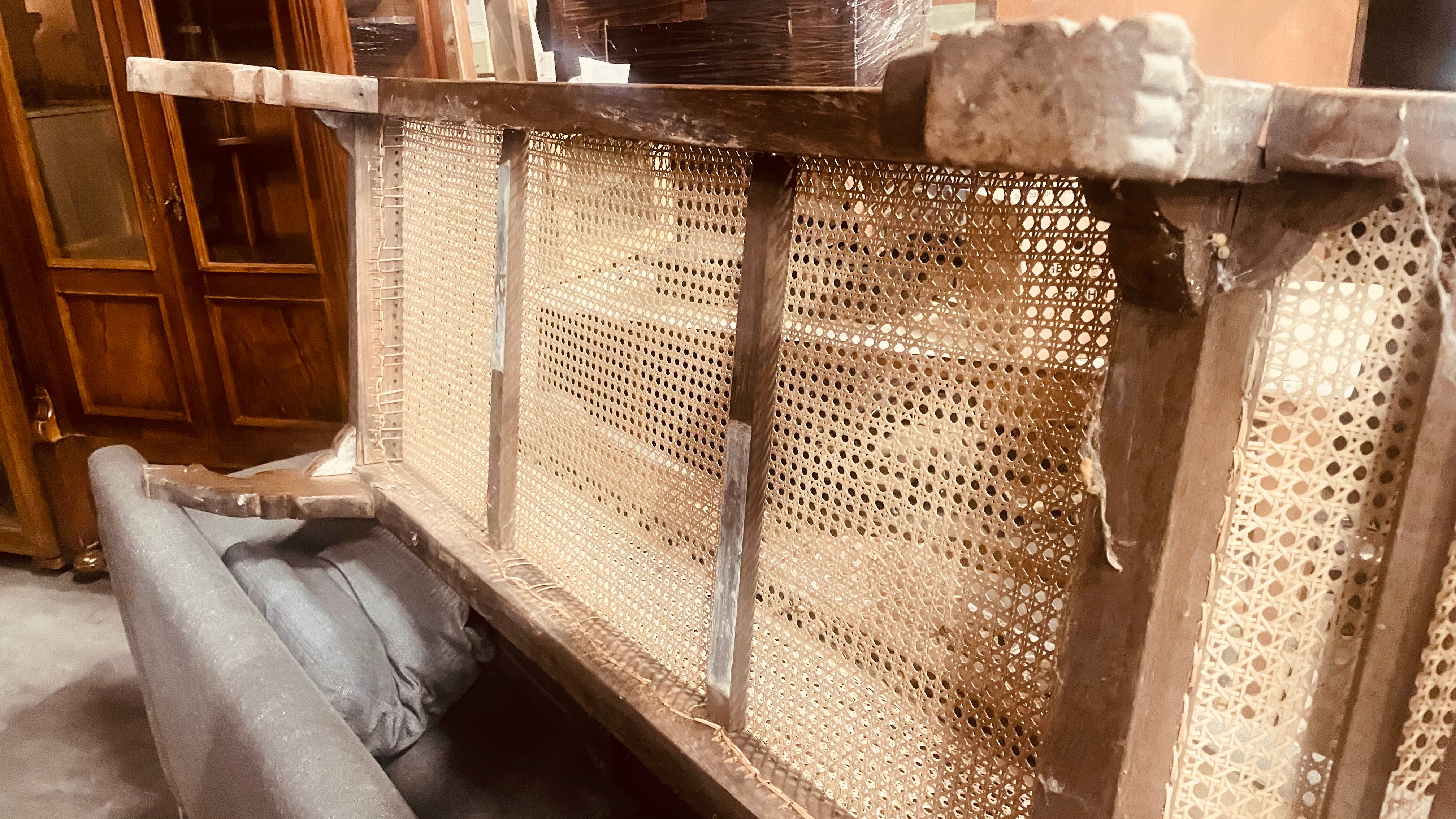 Antique rattan bench