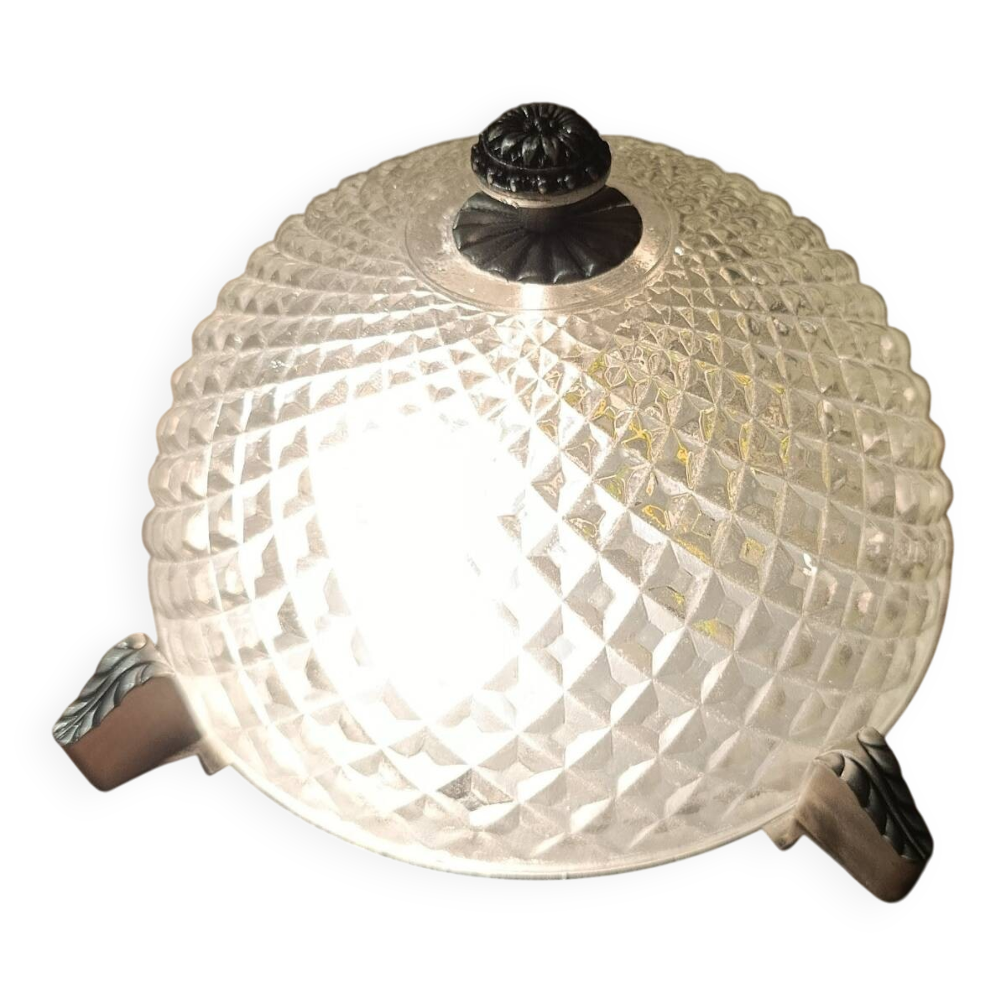 Diamond point ceiling light and chrome, mid-century