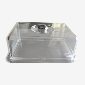 Cheese tray with transparent plexiglass bell