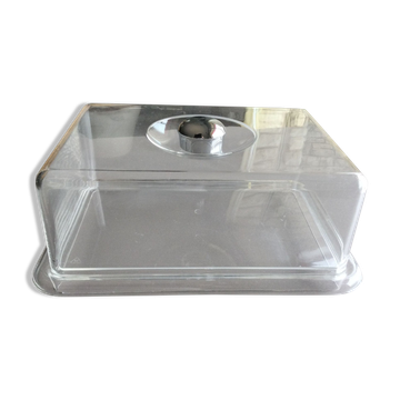 Cheese tray with transparent plexiglass bell
