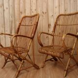Pair Rattan Armchairs