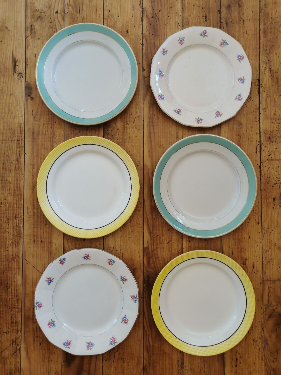 Mismatched vintage flat plates