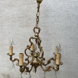 Louis XV style 5-branch brass and tassel chandelier