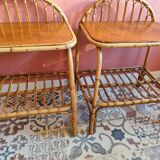 Vintage rattan bedside tables